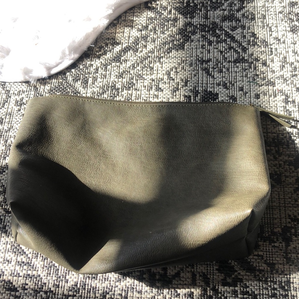 Olive green gold hardware clutch